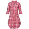 At Last... Women's Green / Pink / Purple Annabel Cotton Tunic In Pink & Green Flower In Green/pink/purple