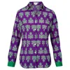 At Last... Women's Green / Pink / Purple Freya Shirt In Violet & Green Thistle With Contrast Cuff In Green/pink/purple
