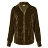 At Last... Women's Green Silk Velvet Karen Shirt In Olive In Green