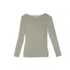 At Last... Women's Green Slash-neck Base Layer In Sage In Green