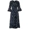 At Last... Women's Grey Felicity Midi Dress Cloudy Swirl In Grey