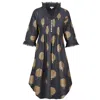 AT LAST... WOMEN'S GREY / GOLD ANNABEL COTTON TUNIC IN CHARCOAL GREY & GOLD