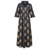 At Last... Women's Grey / Gold Cotton Annabel Maxi Dress In Charcoal Grey & Gold In Grey/gold