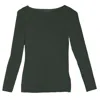 At Last... Women's Grey Slash-neck Base Layer In Olive In Gray