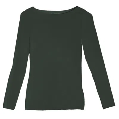 At Last... Women's Grey Slash-neck Base Layer In Olive In Gray
