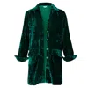 At Last... Women's Kensington Silk Velvet Shirt Jacket In Emerald Green In Green