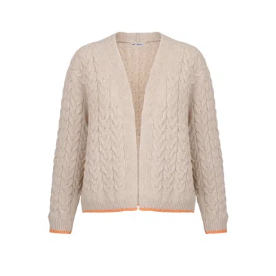At Last... Women's Neutrals Cashmere Mix Double Ply Cable Knitted Cardigan In Beige