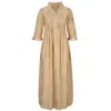 At Last... Women's Neutrals Cotton Annabel Maxi Dress In Latte & Gold In Yellow