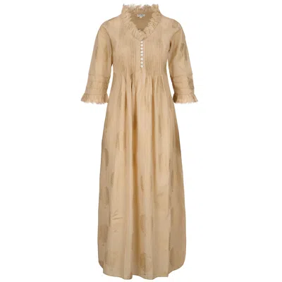 At Last... Women's Neutrals Cotton Annabel Maxi Dress In Latte & Gold In Yellow