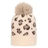 At Last... Women's Neutrals Super Soft Chunky Cashmere Mix Hat With Pom Pom In Leopard