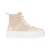 At Last... Women's Neutrals Vanessa Wu Beige Madeline Platform High Top Trainer In Beige