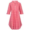 At Last... Women's Pink / Purple Annabel Cotton Tunic In Coral & White Flower In Pink/purple