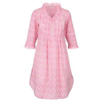 At Last... Women's Pink / Purple Annabel Cotton Tunic In Fresh Pink & White