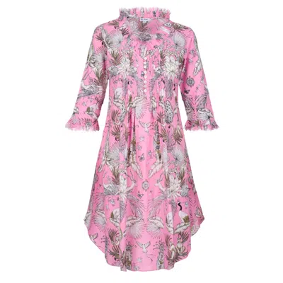 At Last... Women's Pink / Purple Annabel Cotton Tunic In Pink Tropical In Pink/purple