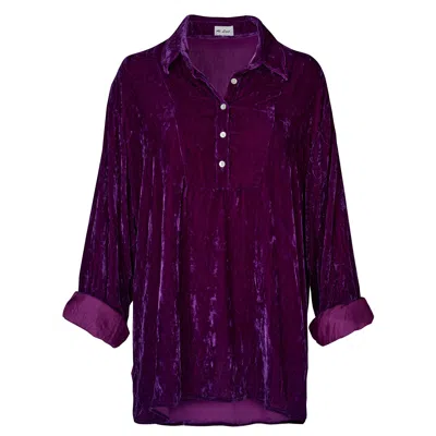 At Last... Women's Pink / Purple Ava Oversized  Silk Velvet Shirt In Amethyst In Pink/purple