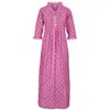 At Last... Women's Pink / Purple Cotton Annabel Maxi Dress In Pink & Green Moroccan In Pink/purple