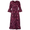 At Last... Women's Pink / Purple Felicity Midi Dress Magenta & Navy Swirl In Pink/purple