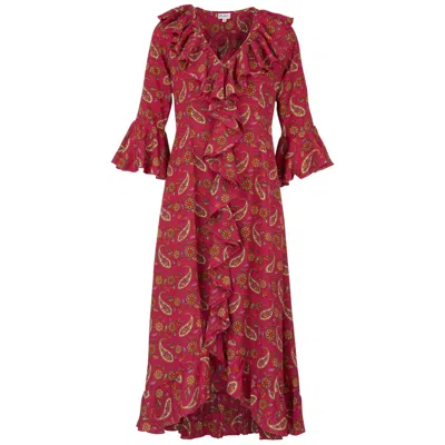 At Last... Women's Pink / Purple Felicity Midi Dress In Hot Pink Paisley In Pink/purple