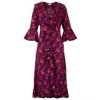 At Last... Women's Pink / Purple Felicity Midi Dress Magenta & Navy Swirl In Pink/purple
