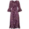 At Last... Women's Pink / Purple Felicity Midi Dress Midnight Purple Swirl In Pink/purple