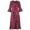 At Last... Women's Pink / Purple Felicity Midi Dress Mulberry Swirl In Pink/purple