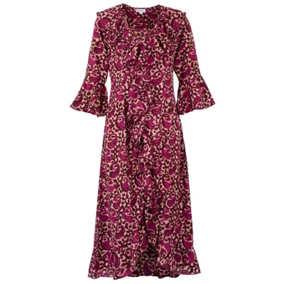 At Last... Women's Pink / Purple Felicity Midi Dress Mulberry Swirl In Pink/purple