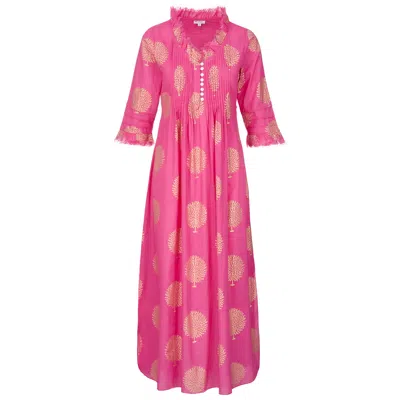 At Last... Women's Pink / Purple / Gold Cotton Annabel Maxi Dress In Bubblegum Pink & Gold