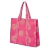 At Last... Women's Pink / Purple / Gold Large Cotton Tote Bag In Bubblegum Pink & Gold
