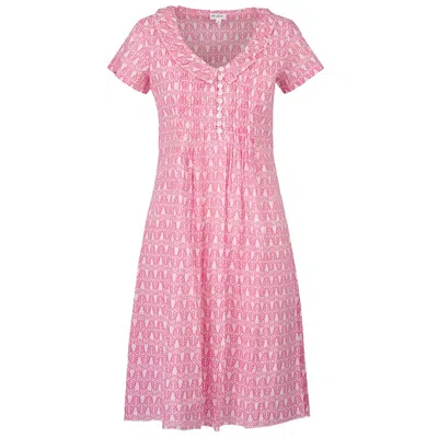 At Last... Women's Pink / Purple Karen Short Sleeve Day Dress In Fresh Pink In Pink/purple