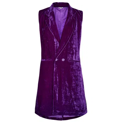 At Last... Women's Pink / Purple Long Silk Velvet Waistcoat In Violet In Pink/purple