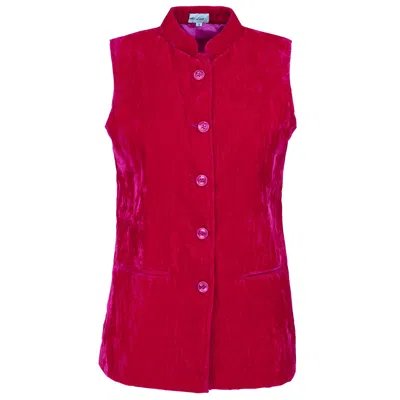 At Last... Women's Pink / Purple Short Silk Velvet Waistcoat In Hot Pink In Pink/purple