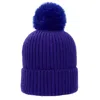 At Last... Women's Pink / Purple Super Soft Chunky Cashmere Hat With Pom Pom In Royal Purple In Pink/purple