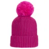 At Last... Women's Pink / Purple Super Soft Chunky Cashmere Mix Hat With Pom Pom In Fuchsia In Pink/purple
