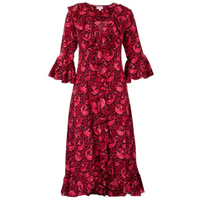 At Last... Women's Red Felicity Midi Dress Cranberry Swirl