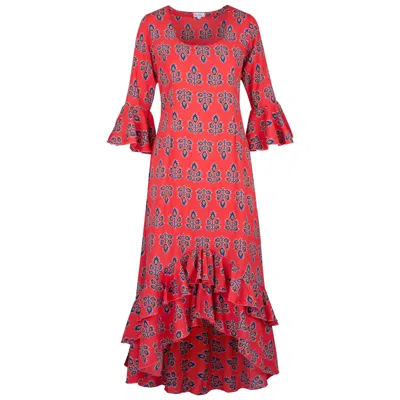 At Last... Women's Red Victoria Midi Dress In Orange Thistle