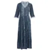 At Last... Women's Silk Velvet Annabel Dress In Blue Grey In Blue