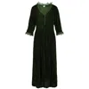 At Last... Women's Silk Velvet Annabel Maxi Dress In Forest Green In Green
