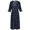 At Last... Women's Silk Velvet Karen Dress In French Grey In Multi