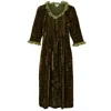 At Last... Women's Silk Velvet Karen Dress In Olive Green In Green