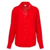 At Last... Women's Silk Velvet Karen Shirt In Hot Orange In Orange