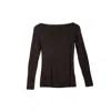 At Last... Women's Slash-neck Base Layer In Black In Black