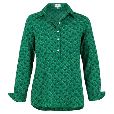At Last... Women's Soho Shirt In Green Scallop