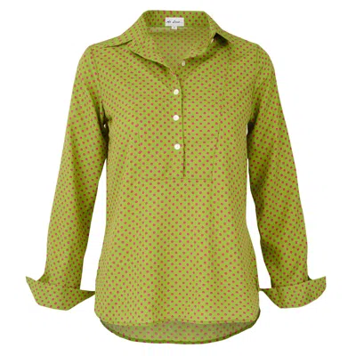 At Last... Women's Soho Shirt In Green With Hot Pink Spot