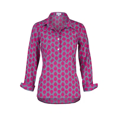 At Last... Women's Soho Shirt In Pink & Grey Tile In Purple