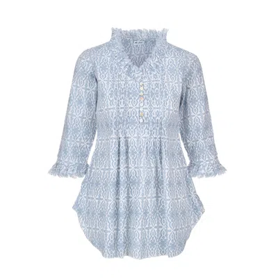 At Last... Women's Sophie Cotton Shirt In Dove Grey & White