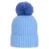 At Last... Women's Super Soft Chunky Cashmere Mix Hat With Pom Pom In Blue In Blue