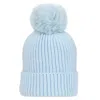 At Last... Women's Super Soft Chunky Cashmere Mix Hat With Pom Pom In Ice Blue In Blue