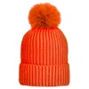 At Last... Women's Super Soft Chunky Cashmere Mix Hat With Pom Pom In Orange In Orange