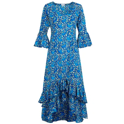 At Last... Women's Victoria Midi Dress Royal Blue Swirl