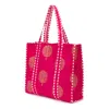 At Last... Women's Yellow Large Cotton Tote Bag In Fuschia & Gold In Yellow